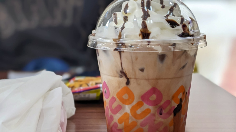 Dunkin Iced Signature Latte with mocha syrup