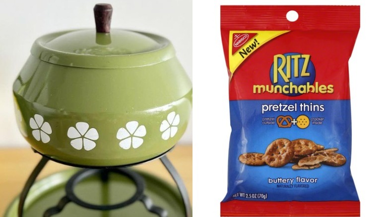 Fondue pot and ritz munchables