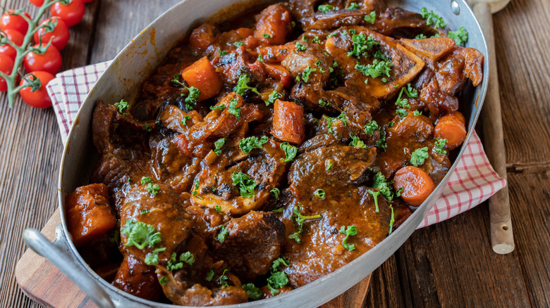 beef osso buco in pot