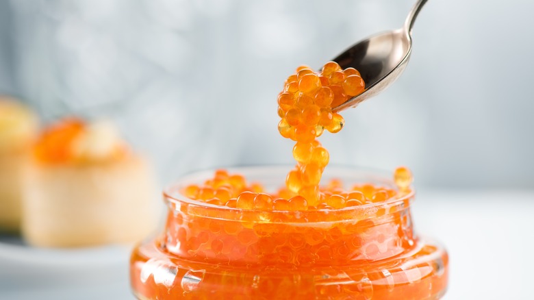 Spoon with trout roe 