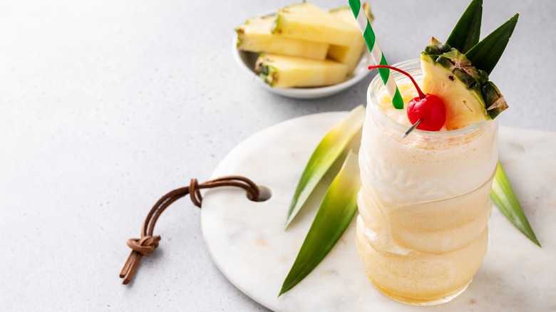 Pina colada with pineapple