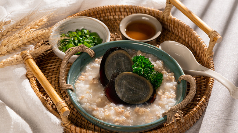 Century eggs in congee