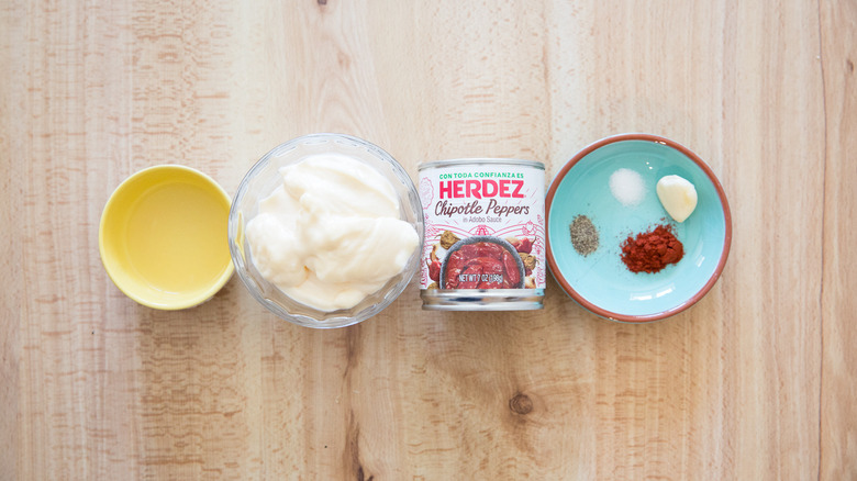 chipotle dip ingredients on table