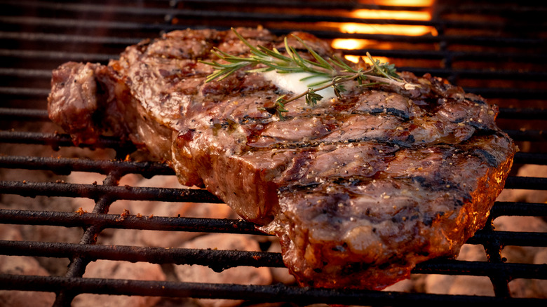 Grilling a ribeye steal