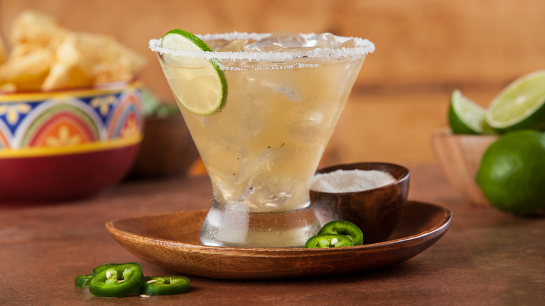 margarita cocktail with salt and limes