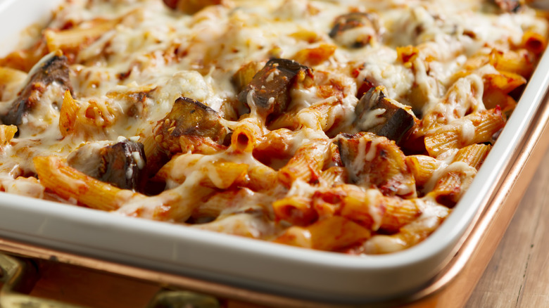 Baked pasta in pan