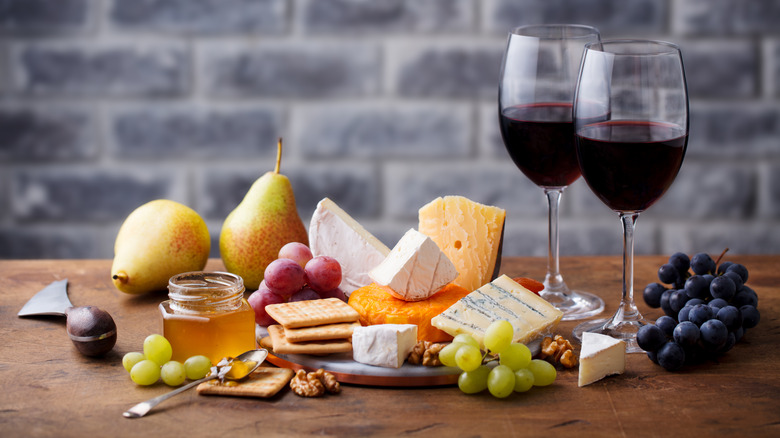 red wine and charcauterie board