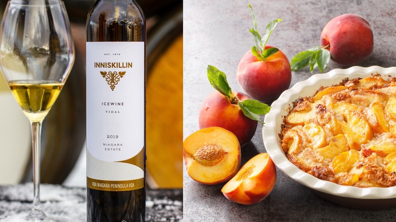 Ice wine, peaches, and peach cobbler