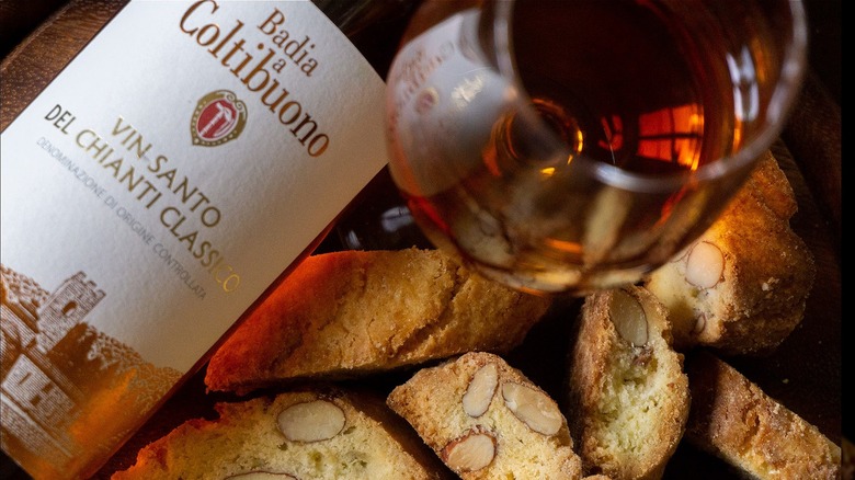 Vin Santo with biscotti and glass