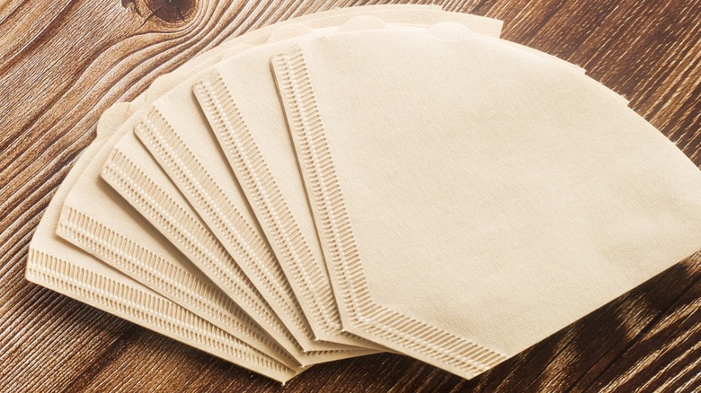 coffee filters on table