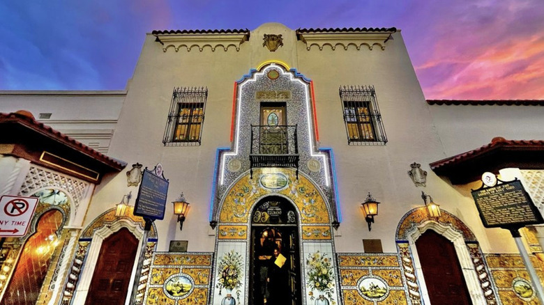 Exterior of Columbia Restaurant with sunset