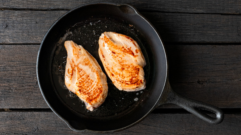 Chicken in cast iron skillet 