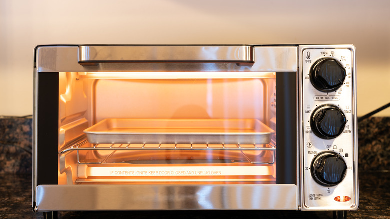 Toaster oven on kitchen countertop