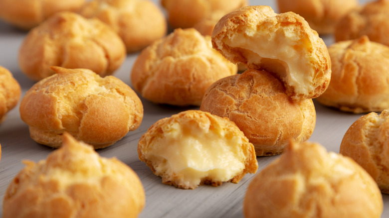 cream puffs on baking tray