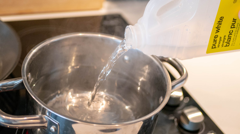 Vinegar pouring in water