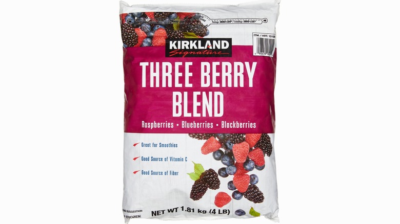 A bag of Kirkland Signature Three Berry Blend