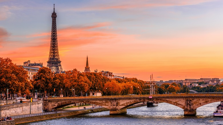 autumn sunset over the seine