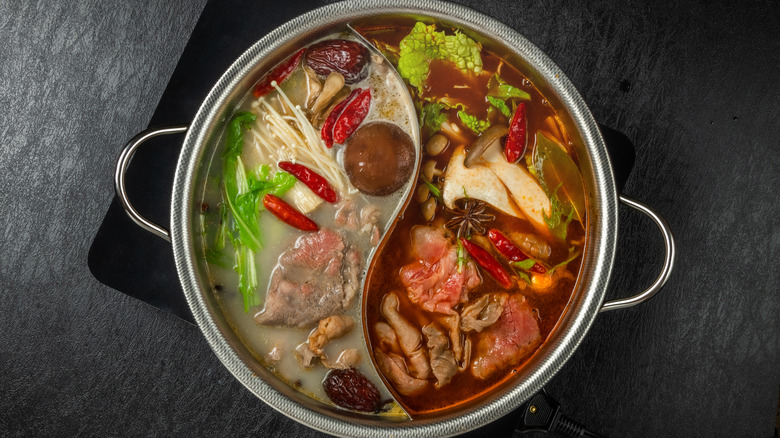 hotpot with broth and meat