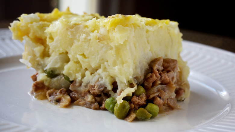 shepherd's pie on white plate