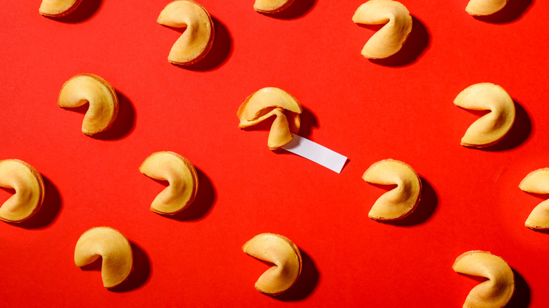 fortune cookies on red background