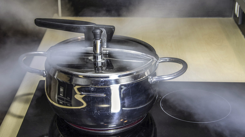 Pressure cooker lets off steam 