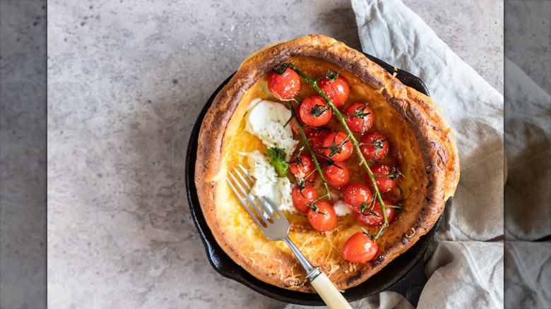 Dutch baby pancake with tomatoes