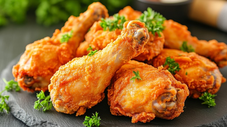 Fried chicken drumsticks