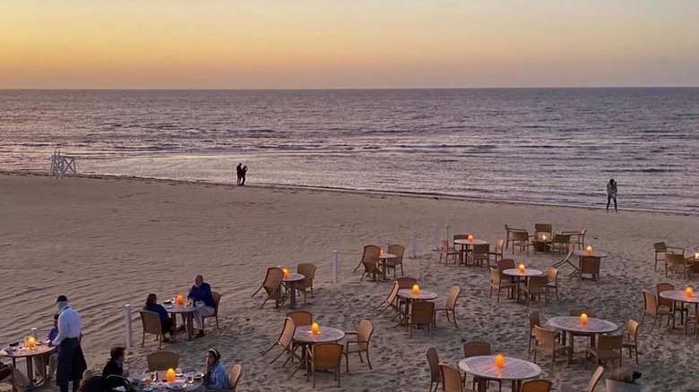 Galley Beach bar at sunset