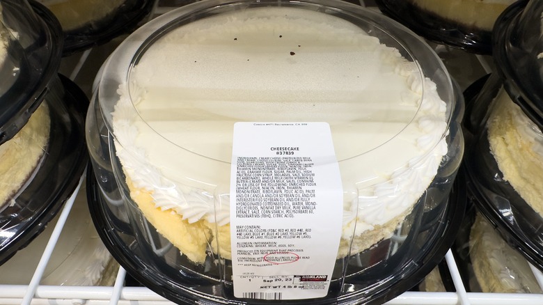 Costco cheesecakes on store rack