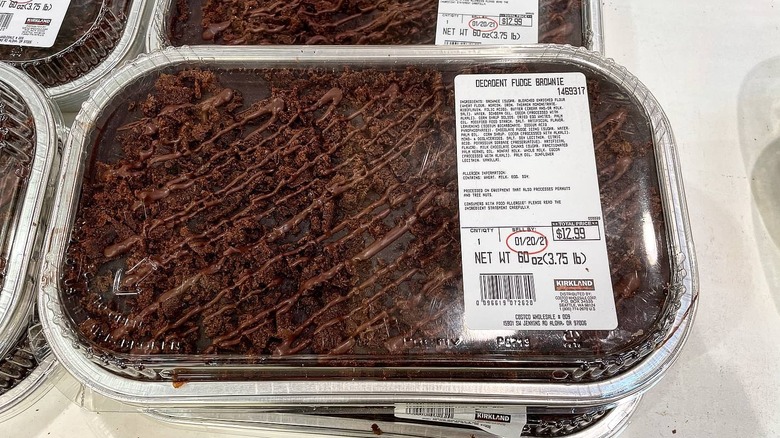 Costco fudge brownies in person's hand