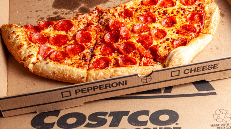 box of Costco pizza