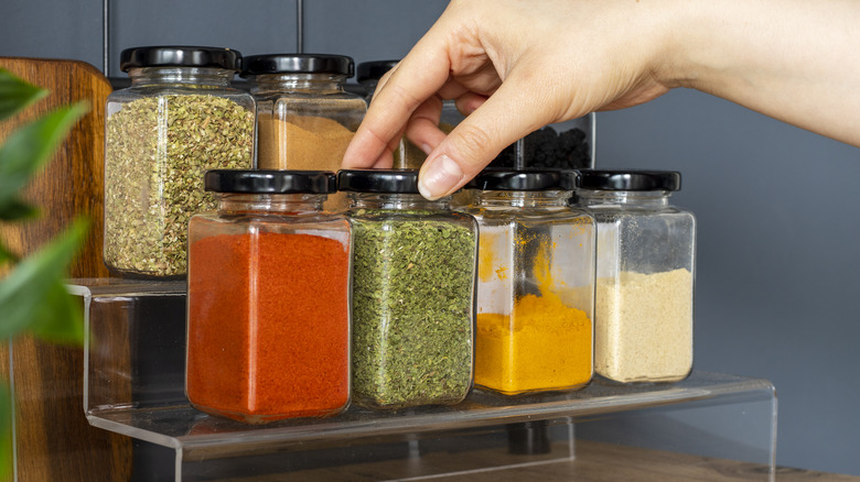 jar of spices on rack