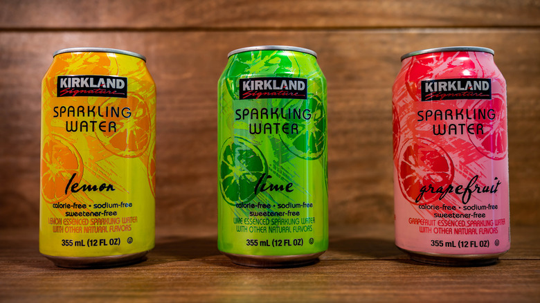 Three Kirkland sparkling waters