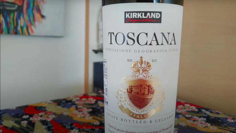 close up of Kirkland Signature Toscana label