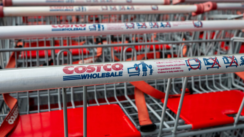 Close-up of Costco shopping carts