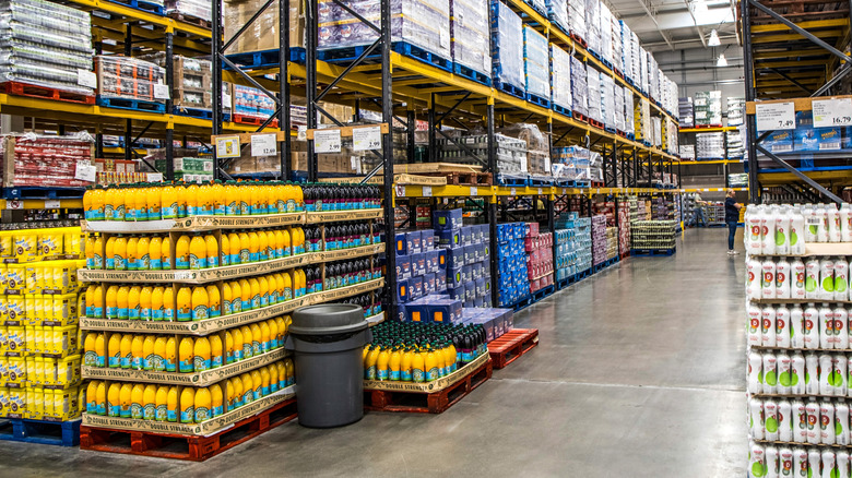 Rows of items and shelves inside of Costco