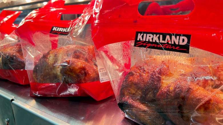 bags of Costco rotisserie chicken