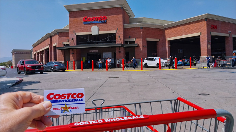 A Costco shopper outside a store