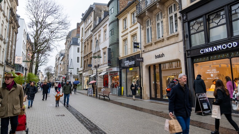 People shopping in a Luxembourg downtown