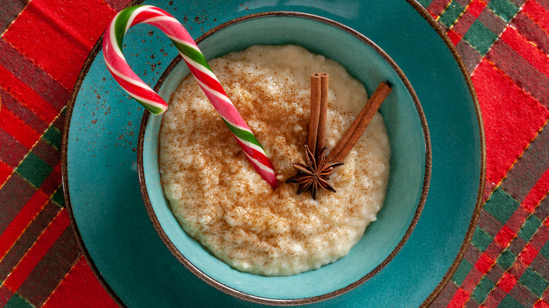 bowl of Norweigan porridge on Christmas table