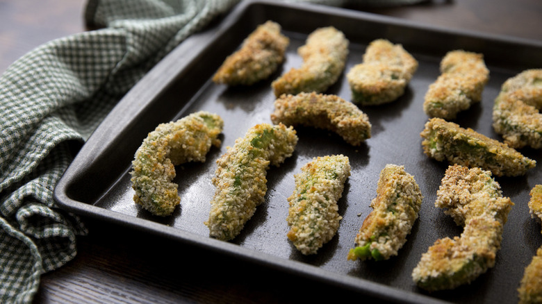 avocado fries on baking sheet