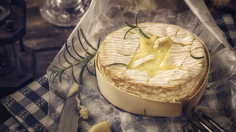 A wheel of baked brie