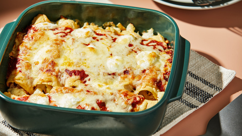 Baking dish of enchiladas