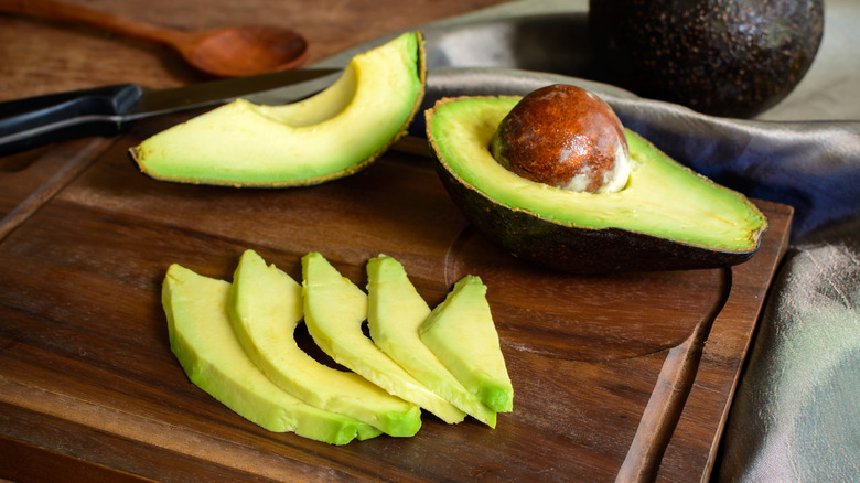 Bright green sliced avocado