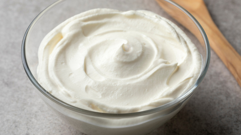 Bowl of creme fraiche