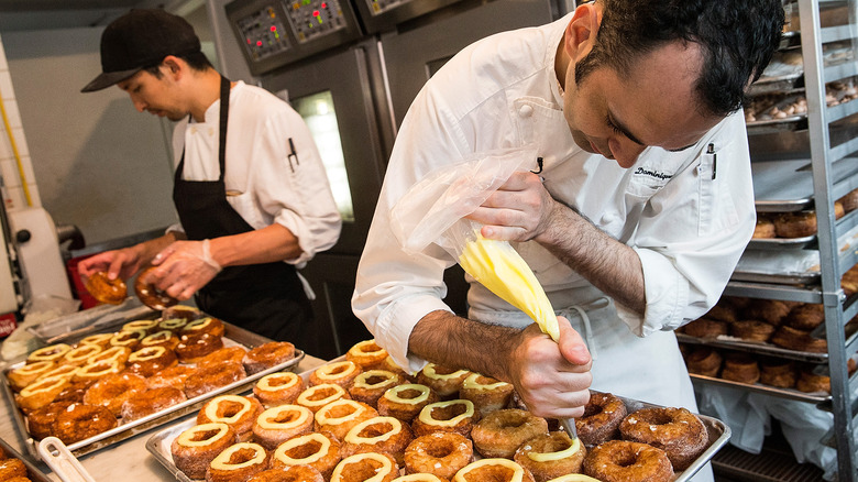 Chef Ansel and employee prep cronuts 2013