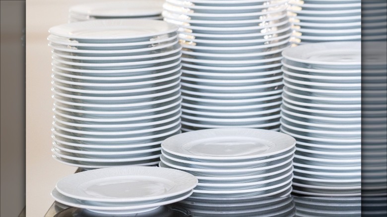 Stacks of clean plates