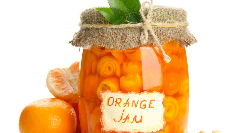 jar of orange jam with label