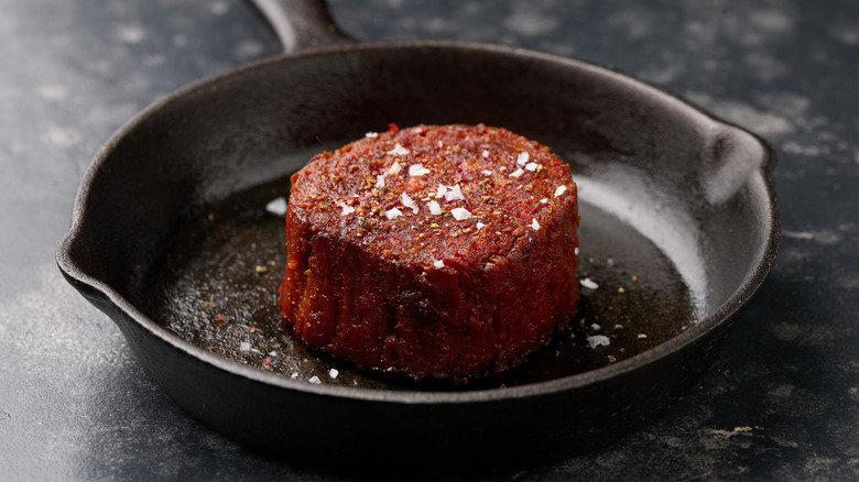 beet steak in pan