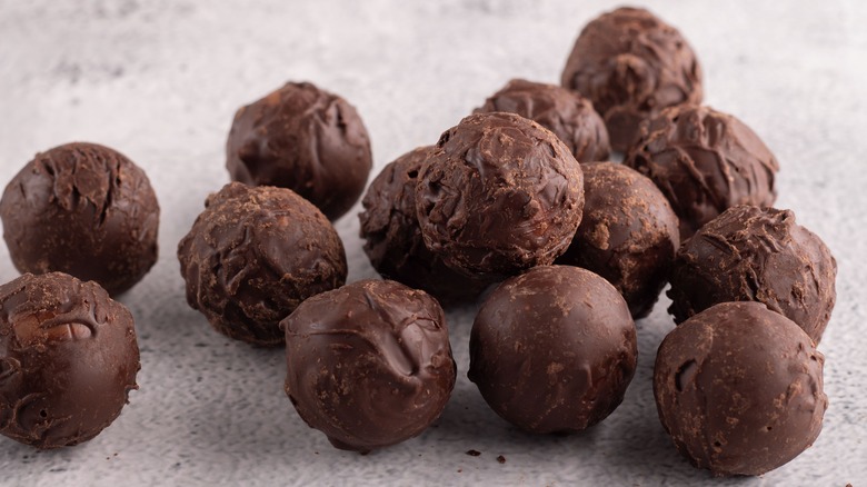 Pile of chocolate truffles 